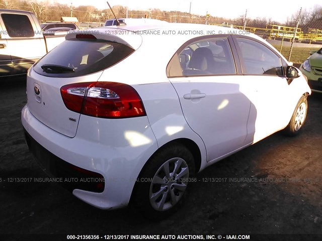 KNADM5A30G6579359 - 2016 KIA RIO LX WHITE photo 4