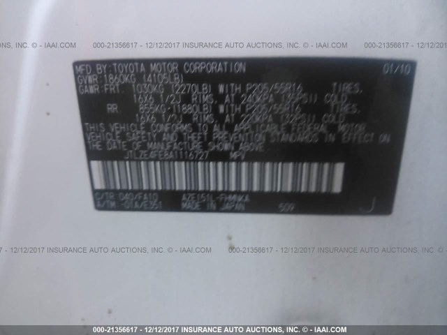 JTLZE4FE8A1116727 - 2010 TOYOTA SCION XB თეთრი ფოტო 9