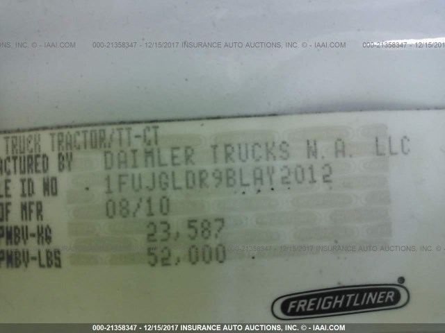 1FUJGLDR9BLAY2012 - 2011 FREIGHTLINER CASCADIA 125  Unknown photo 10