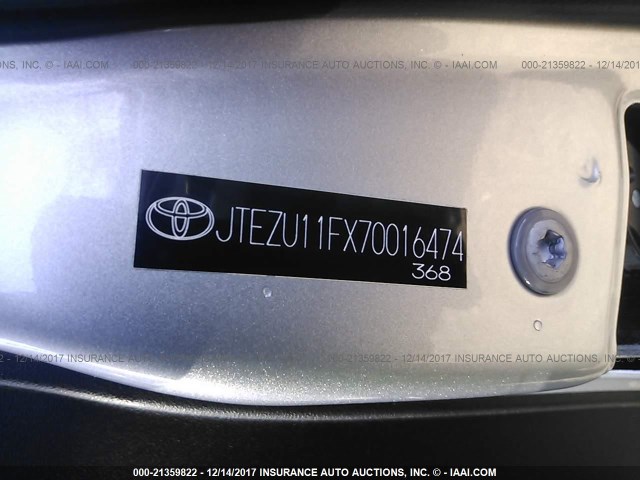 JTEZU11FX70016474 - 2007 TOYOTA FJ CRUISER SILVER photo 9