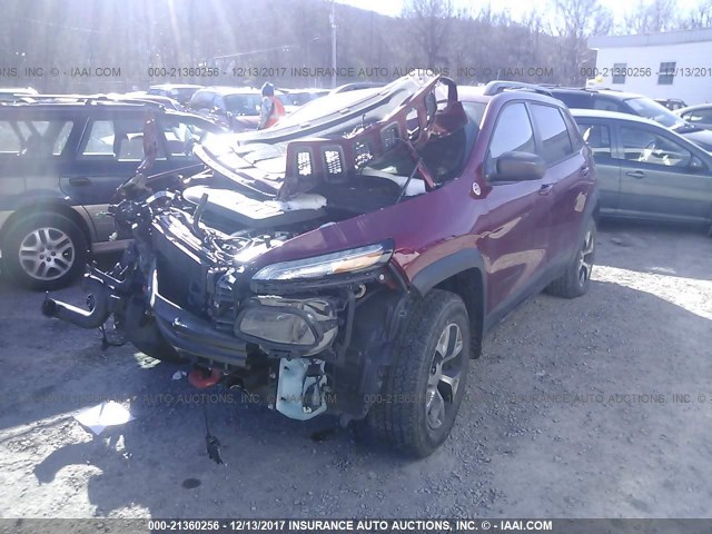 1C4PJMBSXFW673594 - 2015 JEEP CHEROKEE RED photo 2