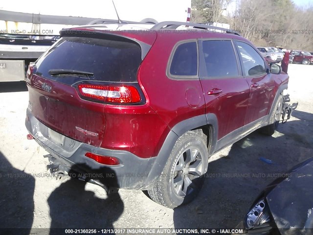 1C4PJMBSXFW673594 - 2015 JEEP CHEROKEE RED photo 4