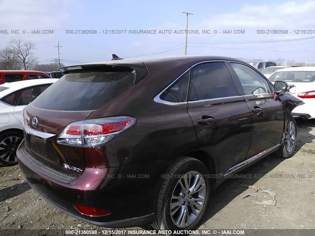 JTJZB1BA3D2409419 - 2013 LEXUS RX 450 MAROON photo 4