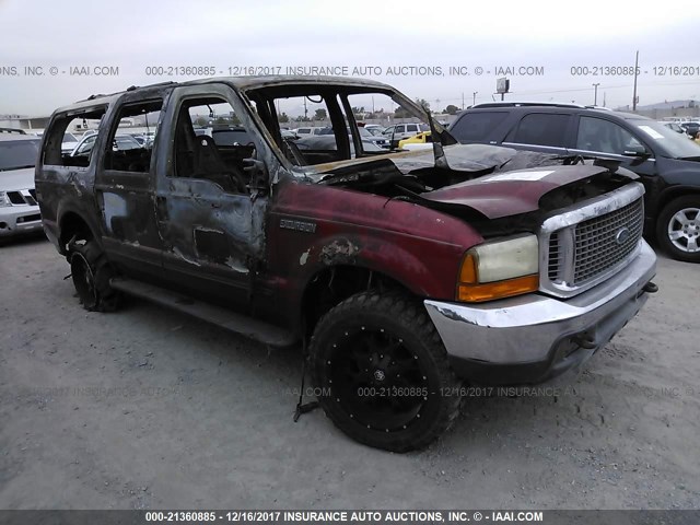 1FMNU41S9YEA08318 - 2000 FORD EXCURSION XLT RED photo 1
