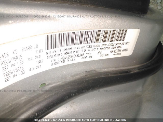 1J4GW48S64C431340 - 2004 JEEP GRAND CHEROKEE LAREDO/COLUMBIA/FREEDOM 银色 照片 9