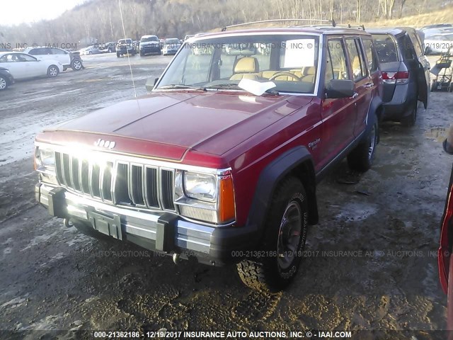 1JCMT7845HT087170 - 1987 JEEP CHEROKEE LAREDO RED photo 2