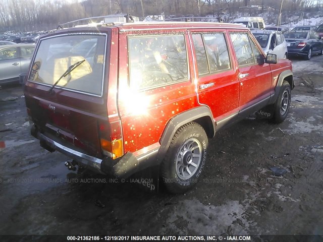 1JCMT7845HT087170 - 1987 JEEP CHEROKEE LAREDO RED photo 4