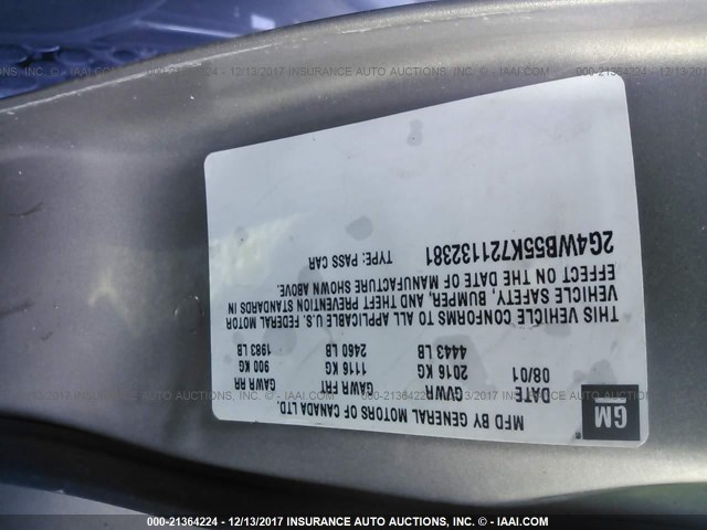 2G4WB55K721132381 - 2002 BUICK REGAL LS 棕色 照片 9