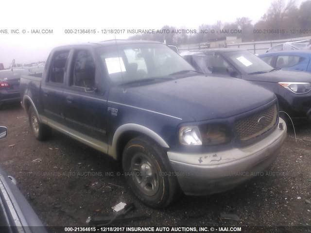 1FTRW07602KD39722 - 2002 FORD F150 SUPERCREW BLUE photo 1