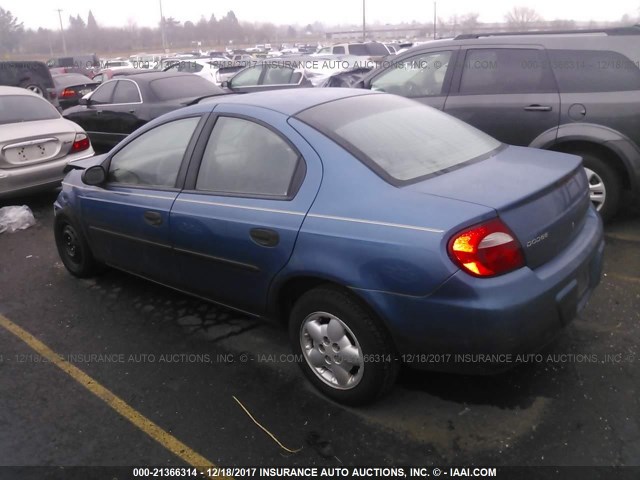 1B3ES26CX3D213906 - 2003 DODGE NEON SE BLUE photo 3