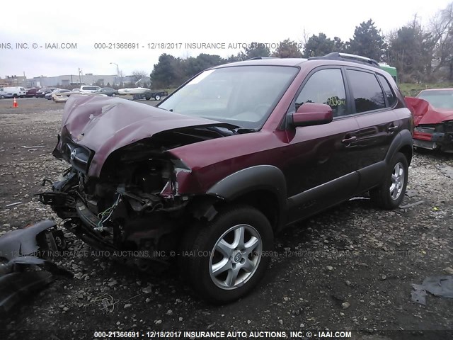 KM8JN12D25U056108 - 2005 HYUNDAI TUCSON GLS/LX MAROON photo 2