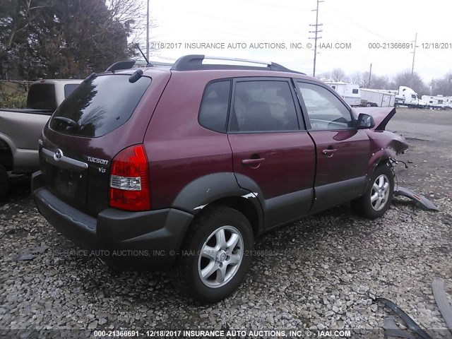 KM8JN12D25U056108 - 2005 HYUNDAI TUCSON GLS/LX MAROON photo 4