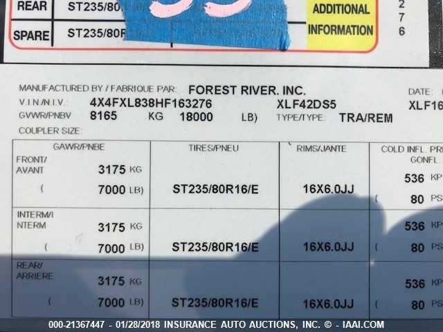4X4FXL838HF163276 - 2017 FOREST RIVER XLR TOY HAULER  BLACK photo 10