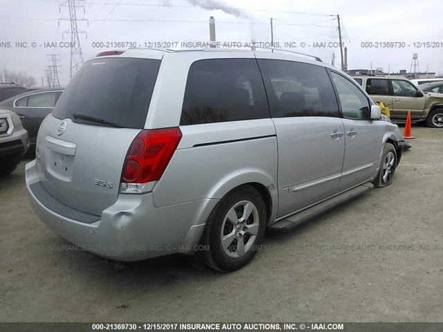 5N1BV28U47N134029 - 2007 NISSAN QUEST S/SE/SL SILVER photo 4