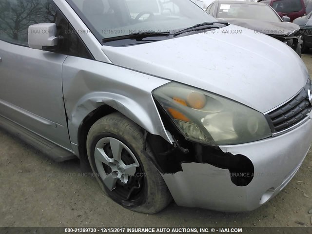 5N1BV28U47N134029 - 2007 NISSAN QUEST S/SE/SL SILVER photo 6