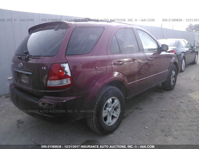 KNDJD733165620178 - 2006 KIA SORENTO EX/LX MAROON photo 4