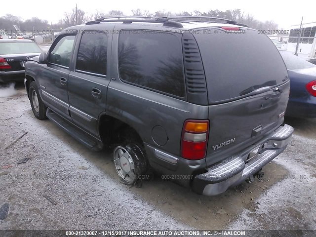 1GKEK13T21R166601 - 2001 GMC YUKON GRAY photo 3