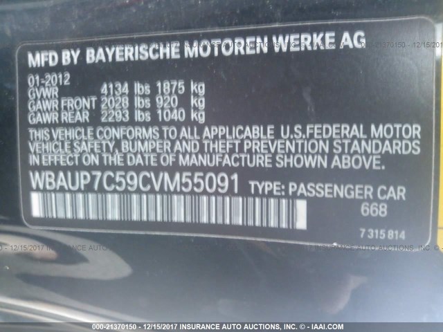 WBAUP7C59CVM55091 - 2012 BMW 128 I BLACK photo 9