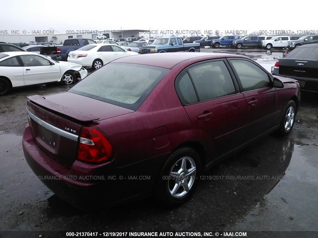 1G1ZT54845F157488 - 2005 CHEVROLET MALIBU LS მუქწითელი ფოტო 4