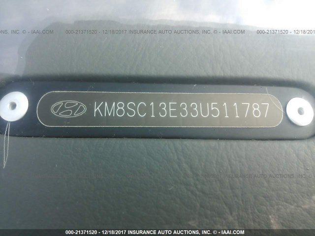 KM8SC13E33U511787 - 2003 HYUNDAI SANTA FE GLS/LX BLACK photo 9