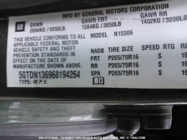 5GTDN136968194264 - 2006 HUMMER H3 GREEN photo 9