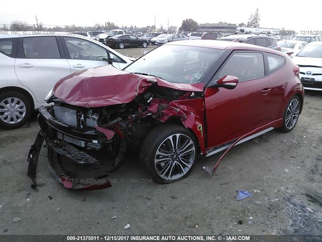 KMHTC6AE5HU310081 - 2017 HYUNDAI VELOSTER TURBO RED photo 2