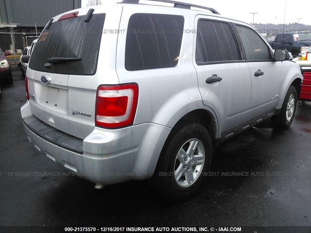 1FMCU5K39CKB20695 - 2012 FORD ESCAPE HYBRID SILVER photo 4