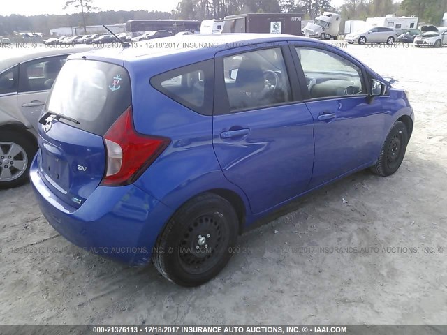 3N1CE2CP7FL422025 - 2015 NISSAN VERSA NOTE S/S PLUS/SV/SL/SR BLUE photo 4