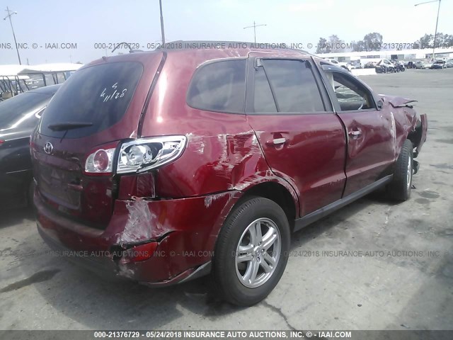 5XYZG3AB0CG143792 - 2012 HYUNDAI SANTA FE GLS RED photo 4