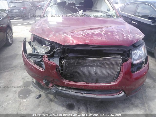 5XYZG3AB0CG143792 - 2012 HYUNDAI SANTA FE GLS RED photo 6