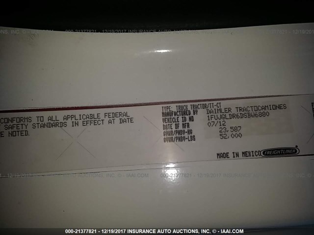 1FUJGLDR6DSBW6880 - 2013 FREIGHTLINER CASCADIA 125  WHITE photo 10