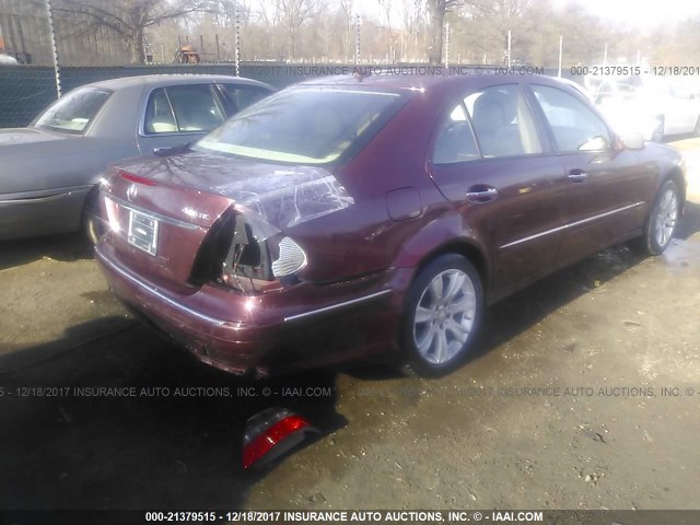 WDBUF87X99B380313 - 2009 MERCEDES-BENZ E 350 4MATIC MAROON photo 4