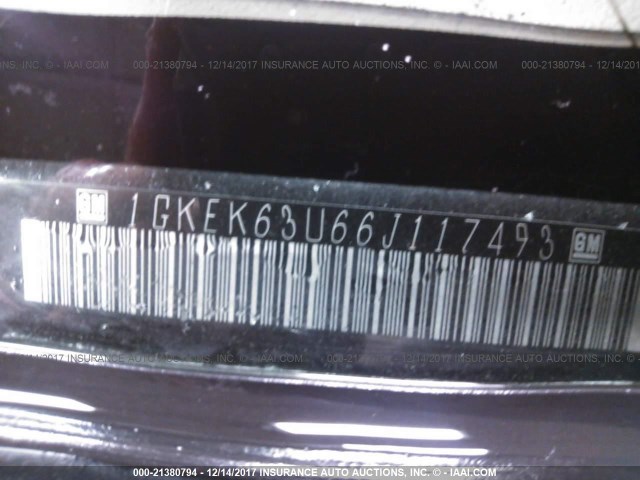 1GKEK63U66J117493 - 2006 GMC YUKON DENALI BLACK photo 9