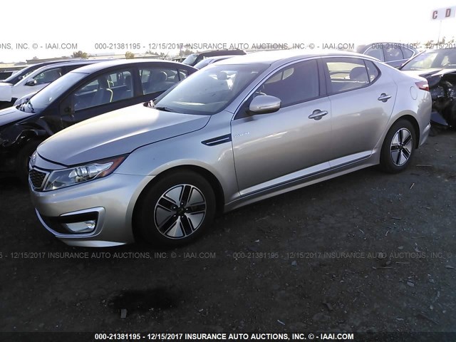 KNAGM4AD3D5047380 - 2013 KIA OPTIMA HYBRID SILVER photo 2