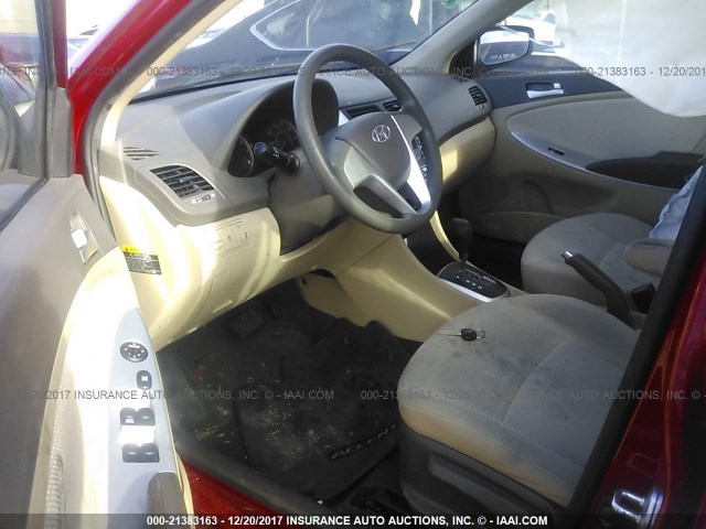 KMHCT4AE1CU083078 - 2012 HYUNDAI ACCENT GLS/GS RED photo 5