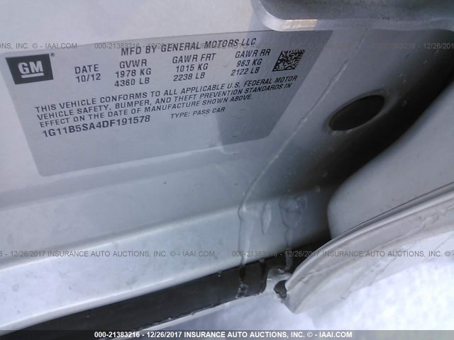 1G11B5SA4DF191578 - 2013 CHEVROLET MALIBU LS SILVER photo 9