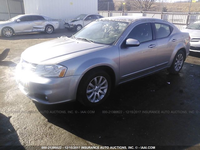 1C3CDZCG3DN663672 - 2013 DODGE AVENGER SXT SILVER photo 2