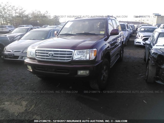 JTEHT05J022021753 - 2002 TOYOTA LAND CRUISER  BURGUNDY photo 2