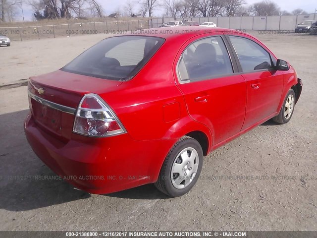 KL1TD5DE0AB114002 - 2010 CHEVROLET AVEO LS/LT RED photo 4