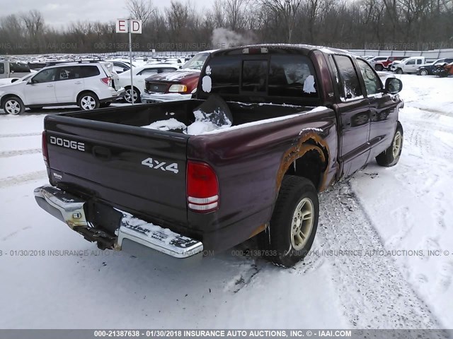 1B7GG2AX8YS664810 - 2000 DODGE DAKOTA QUAD MAROON photo 4