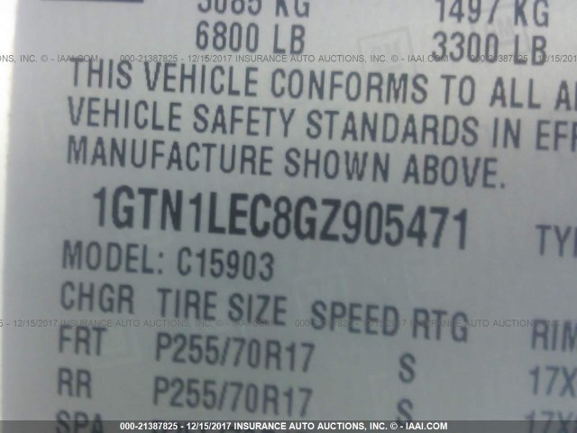 1GTN1LEC8GZ905471 - 2016 GMC SIERRA C1500 WHITE photo 9