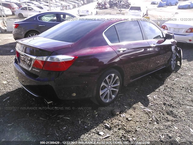 1HGCR2F57FA197819 - 2015 HONDA ACCORD SPORT 勃艮第红 照片 4