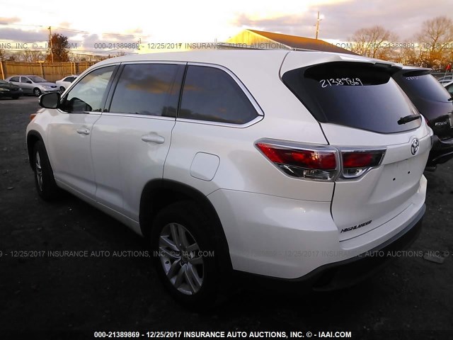 5TDBKRFHXES068007 - 2014 TOYOTA HIGHLANDER LE/LE PLUS WHITE photo 3