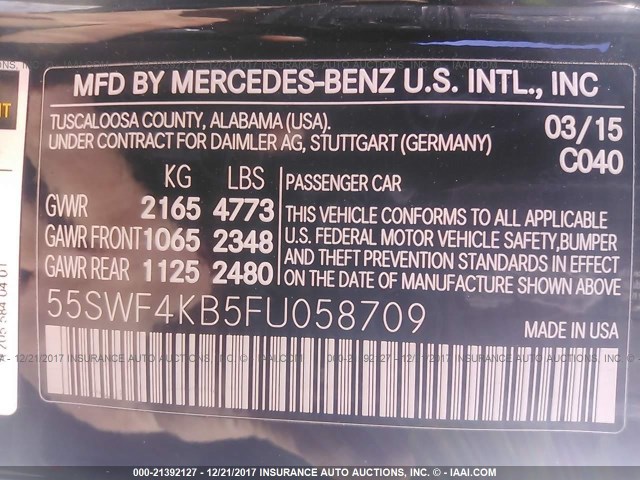 55SWF4KB5FU058709 - 2015 MERCEDES-BENZ C 300 4MATIC BLACK photo 9