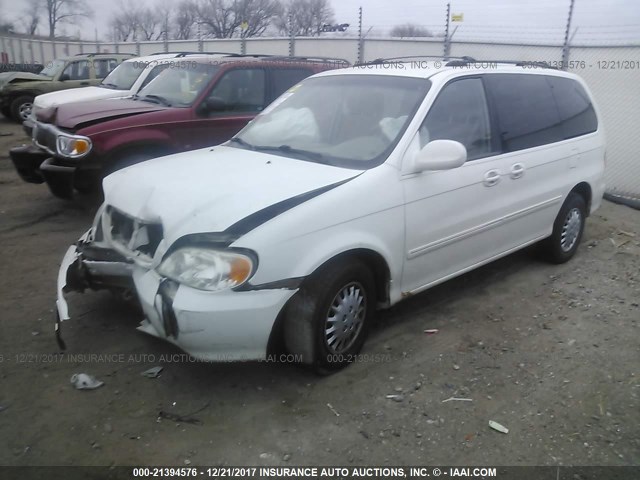 KNDUP131856666762 - 2005 KIA SEDONA EX/LX WHITE photo 2