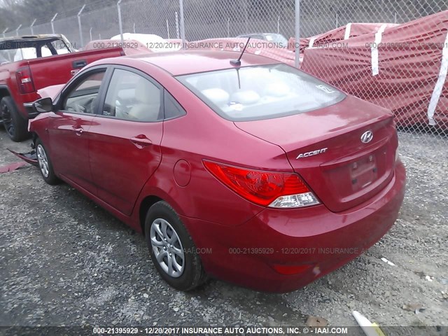 KMHCT4AE0EU621207 - 2014 HYUNDAI ACCENT GLS/GS RED photo 3