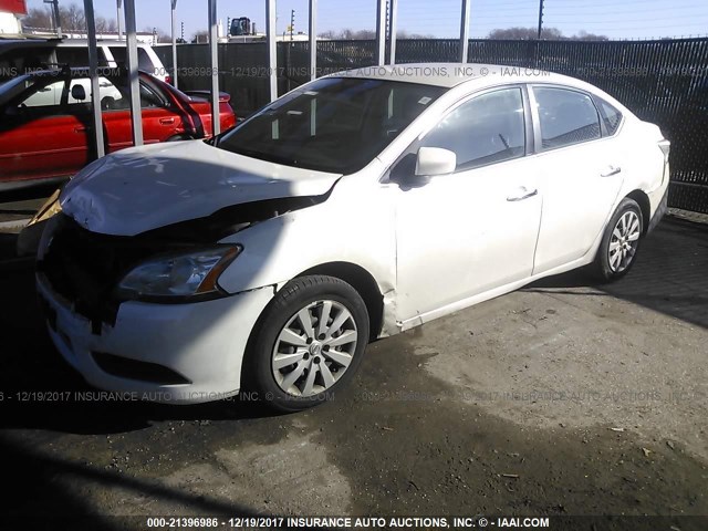 3N1AB7APXEL626980 - 2014 NISSAN SENTRA S/SV/SR/SL WHITE photo 2