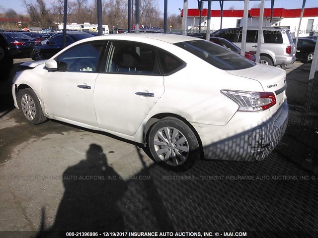 3N1AB7APXEL626980 - 2014 NISSAN SENTRA S/SV/SR/SL WHITE photo 3