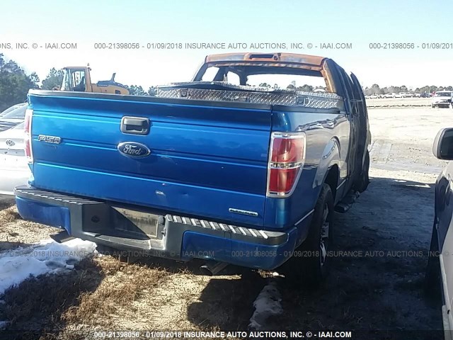 1FTFX1EF3DFA23414 - 2013 FORD F150 SUPER CAB BLUE photo 4