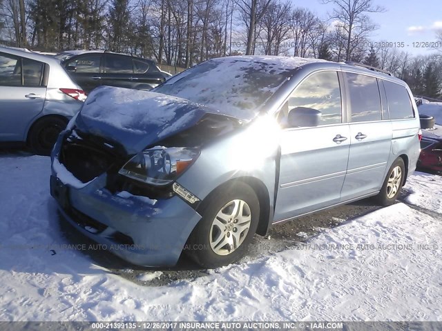 5FNRL38797B042843 - 2007 HONDA ODYSSEY EXL BLUE photo 2